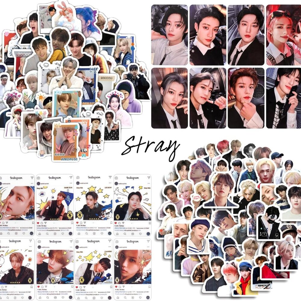 Stray Kids Gifts Set, Including 110 Photocards, 180 Stickers, 1 Drawstring Bag B - Picture 5 of 7